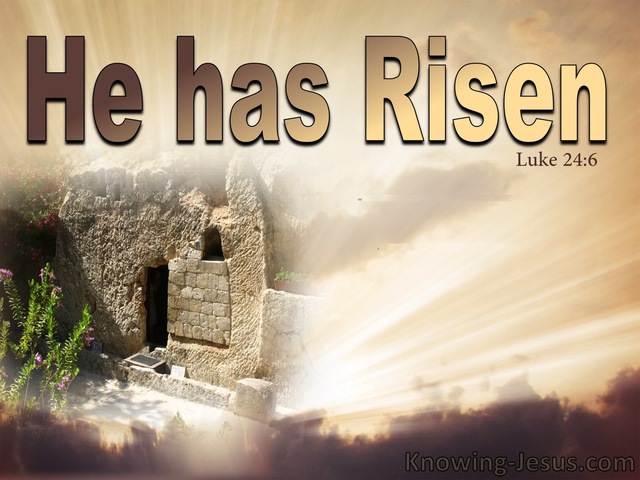 Luke 24:6 He Is Not Here  He Has Risen (beige)